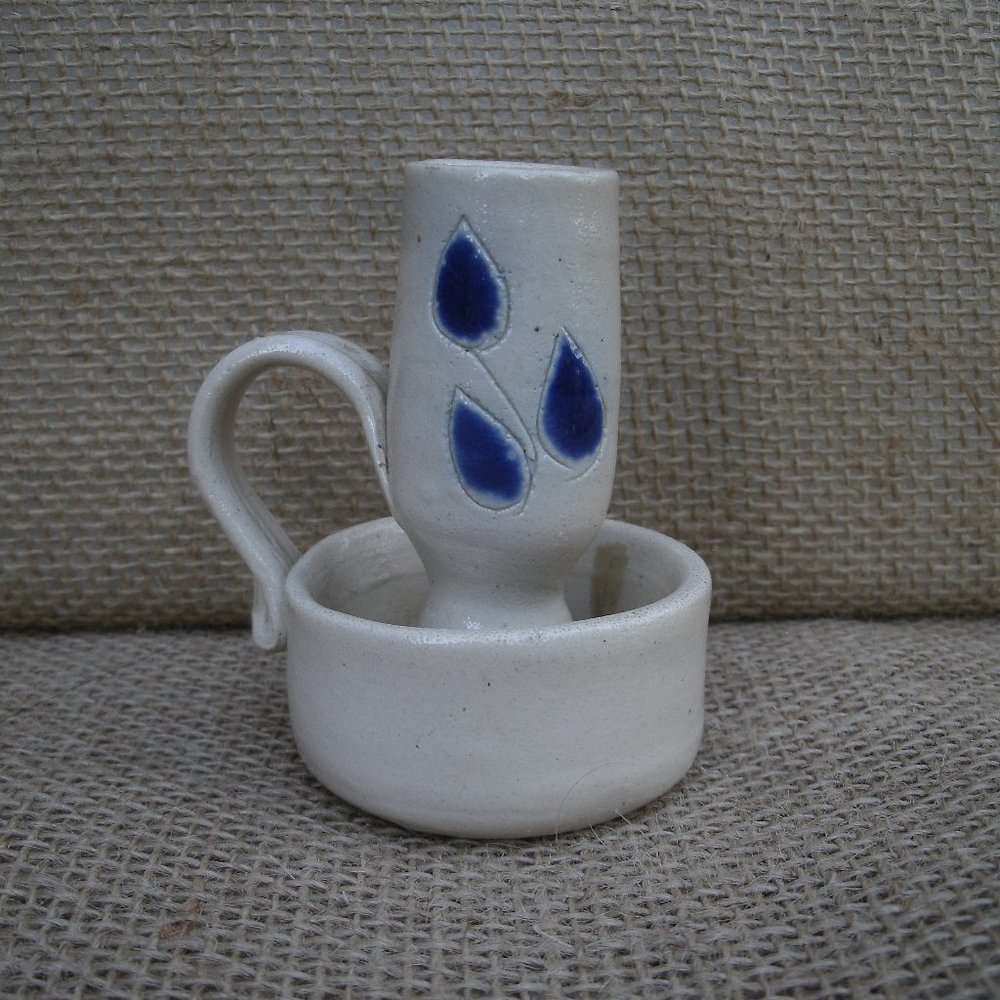 Vintage Williamsburg Salt Glaze Pottery Candle Holder